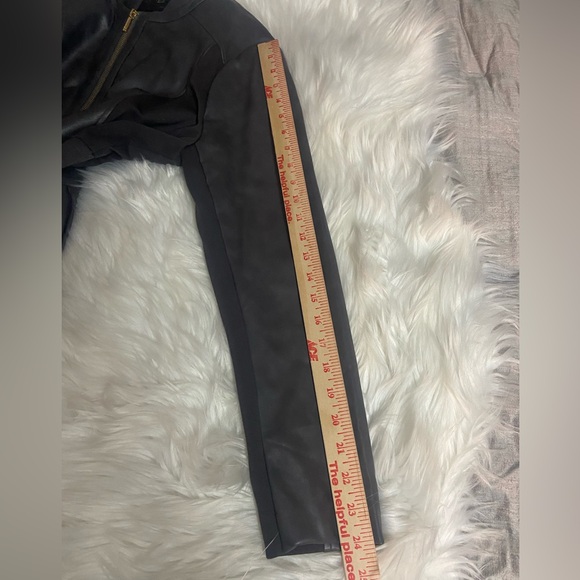 Thalia Sodi Sz L Charcoal Gray Faux Leather Collarless Women’s Jacket - Picture 13 of 16